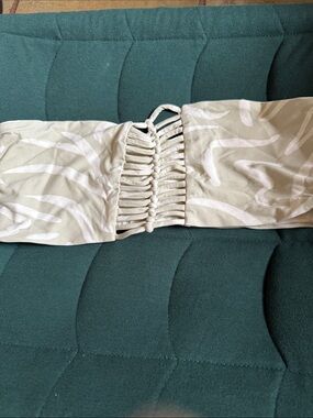 NWT stone fox swim nwt Strapless Mesh-Detail Bandeau in Cream Print large
